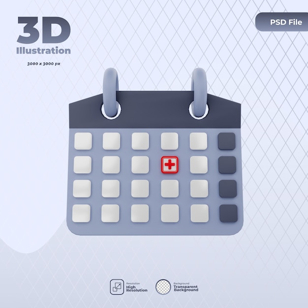 3d scheduling medical examination icon illustration