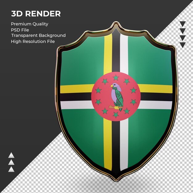 3D schild Dominica vlag rendering vooraanzicht