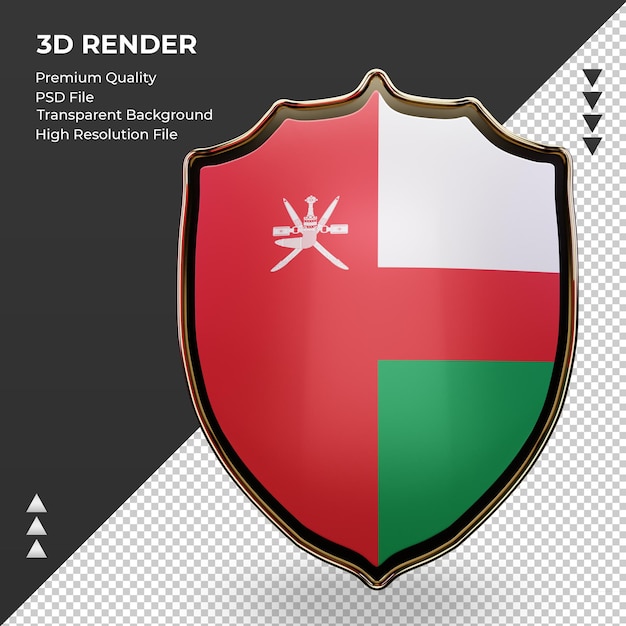 3d-schild oman vlag rendering vooraanzicht