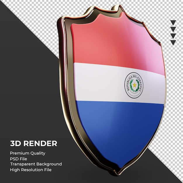 3d-schild paraguay vlag weergave linker weergave