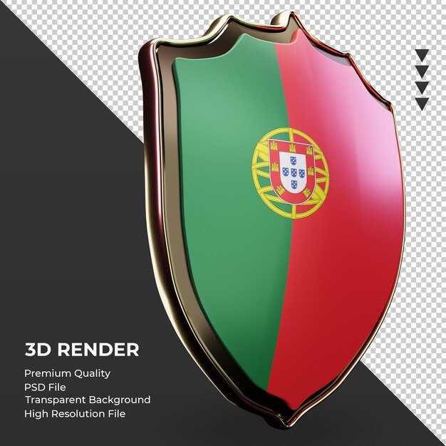 PSD 3d-schild portugal vlag weergave linker weergave