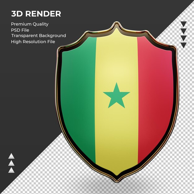 3d schild senegal vlag rendering vooraanzicht