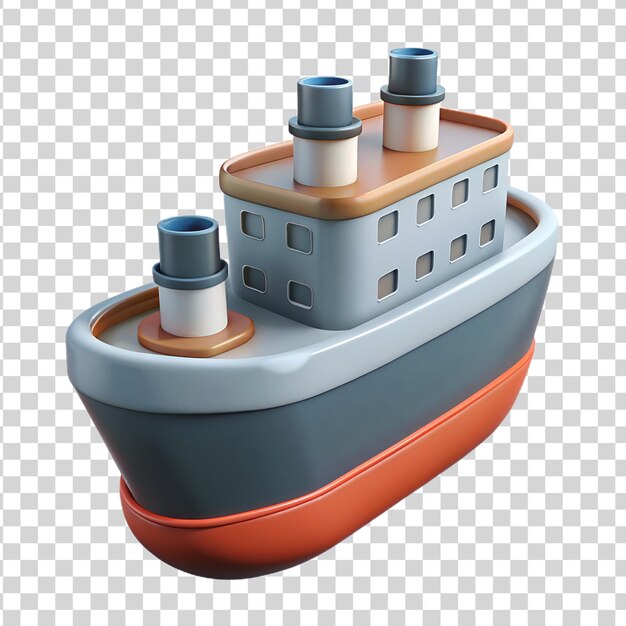 PSD 3d schip geïsoleerd op doorzichtige achtergrond