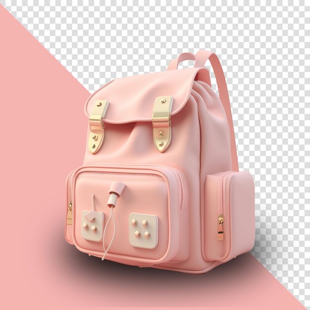 PSD 3d school backpack isolated on transparent background