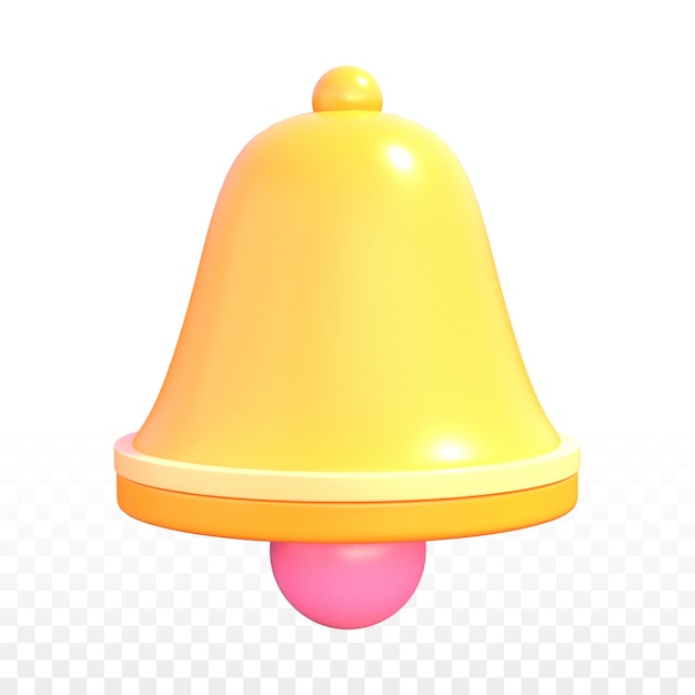 3d school bell icon with transparent background