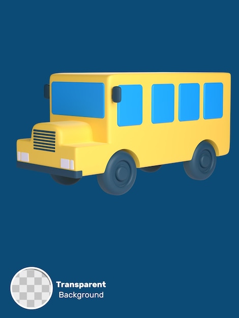 3d school bus for school and education concept object on a transparent background