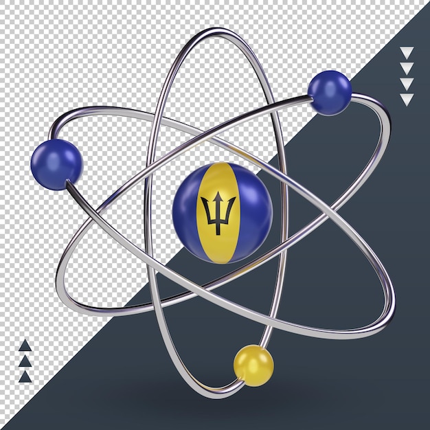 PSD 3d 과학의 날 바베이도스 국기 렌더링 전면 보기