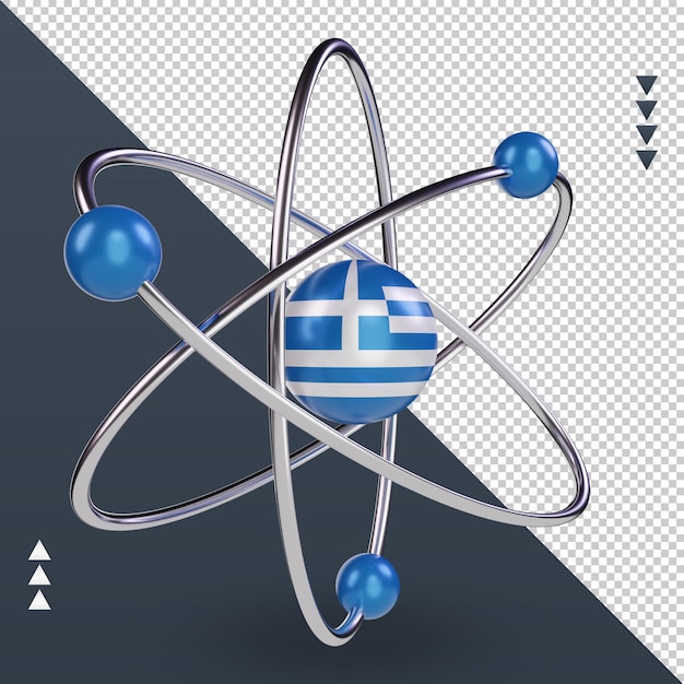 PSD 3d день науки греция визуализация флага вид слева