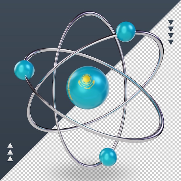 3D科学の日カザフスタンの旗のレンダリングの右側面図