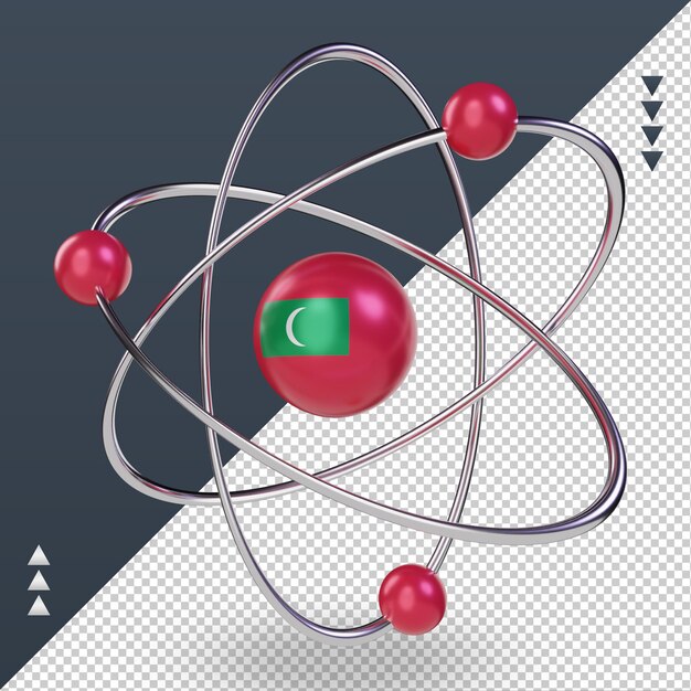 Giornata della scienza 3d bandiera delle maldive che rende la vista a destra