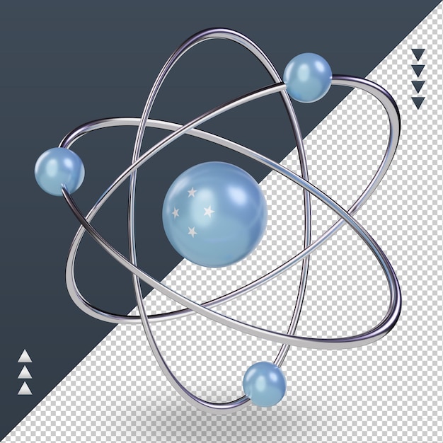 PSD 3d科学の日ミクロネシアの旗のレンダリングの右側面図