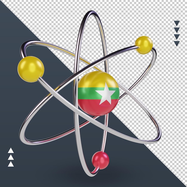 PSD 3d science day myanmar flag rendering left view