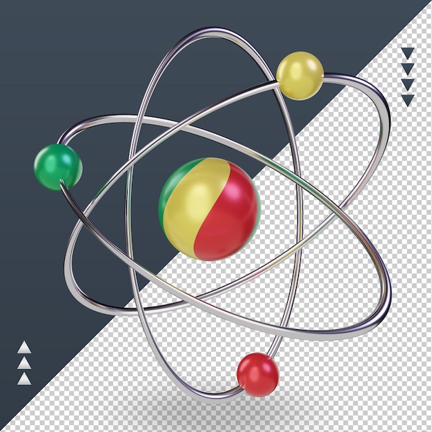 PSD 3d科学の日コンゴ共和国の旗のレンダリングの右側面図