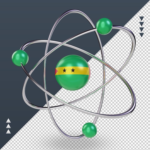 Giornata della scienza 3d sao tomé e principe bandiera che rende vista a destra