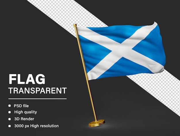 3d scotland flag isolated on transparent background