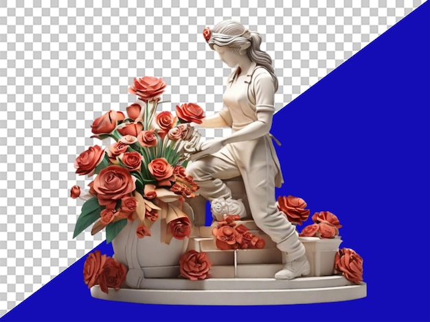 Трехмерная скульптура "Флорист" на прозрачном фоне