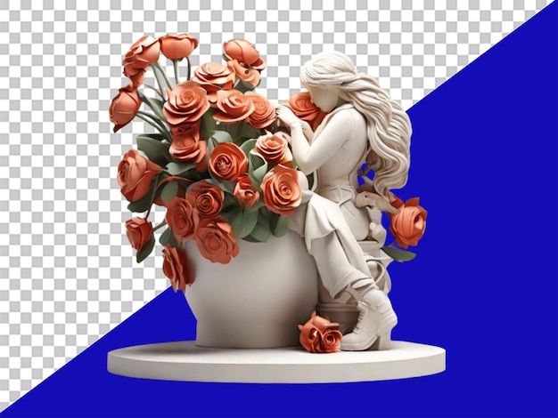PSD 3d sculpture florist on transparent background