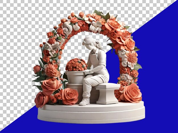 PSD 3d sculpture florist on transparent background