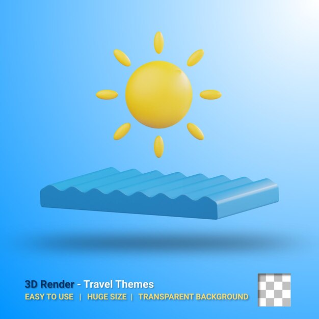 PSD 3d sea illustration with transparent background