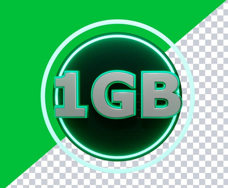 PSD 3d seal 1gb in high resolution promotional badge for digital and tech marketing