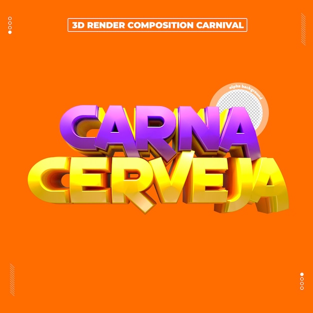 PSD sigillo 3d render carnevale birra brasile