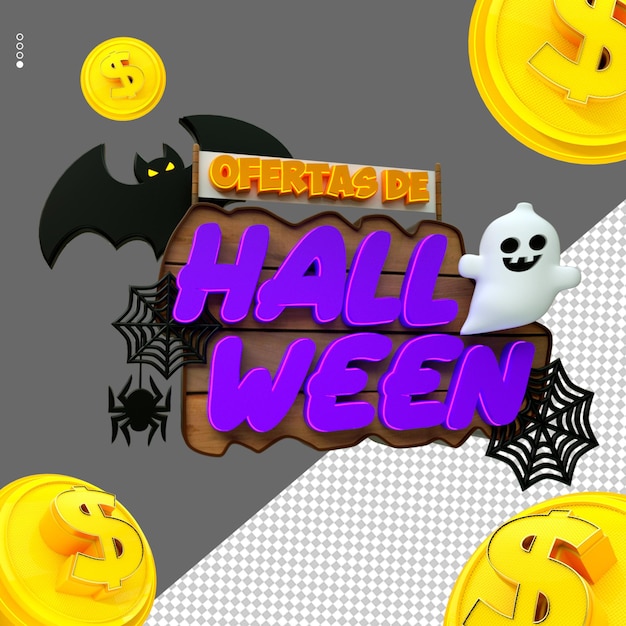 PSD 3d seal rendered day happy halloween