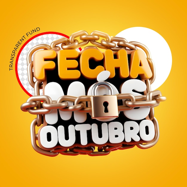 3d seallogo closes month october 3d elements with padlock and chains