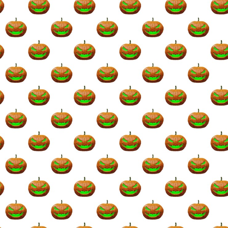 PSD 3d seamless halloween pumpkin pattern with transparent background