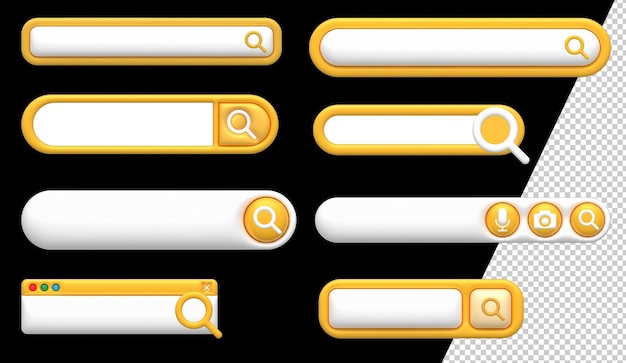 3d search bar design set