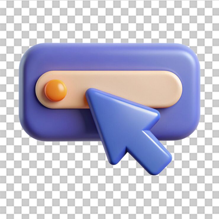 PSD 3d search bar icon click here web button icon computer mouse cursor button with arrow clicking trendy and modern vector in 3d style