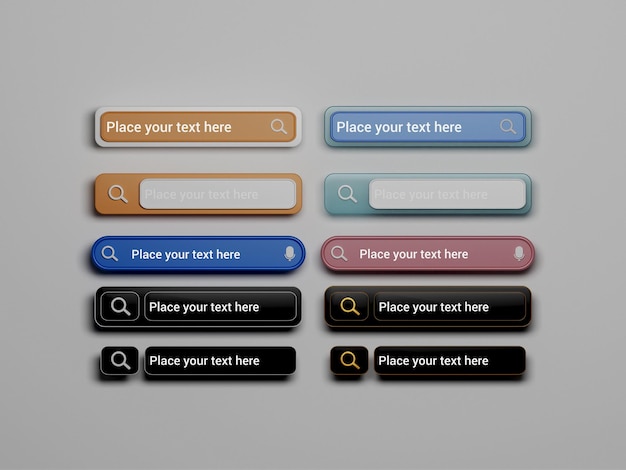 PSD 3d search bar website interface mockup
