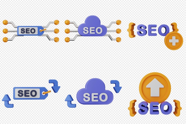 PSD 3d search engine optimization icon set bundle
