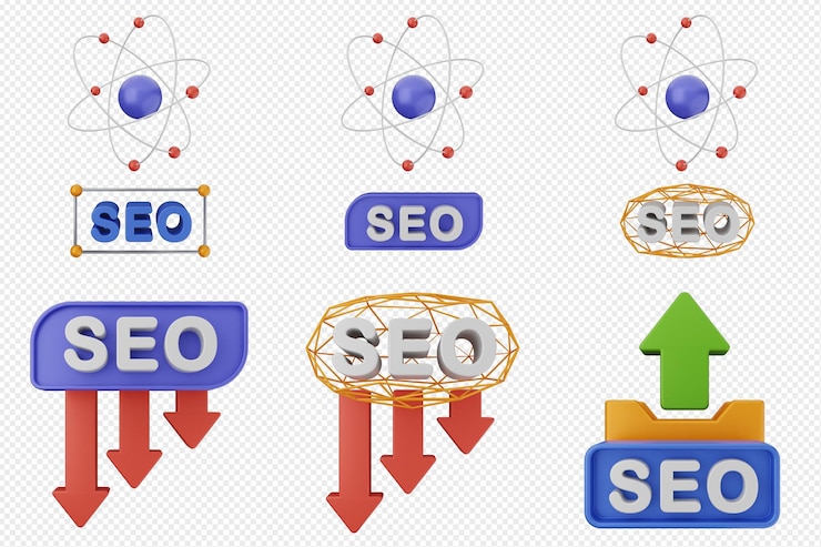 PSD 3d search engine optimization icon set bundle
