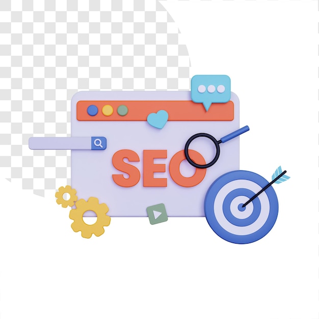 PSD 3d search engine optimization with dartboard