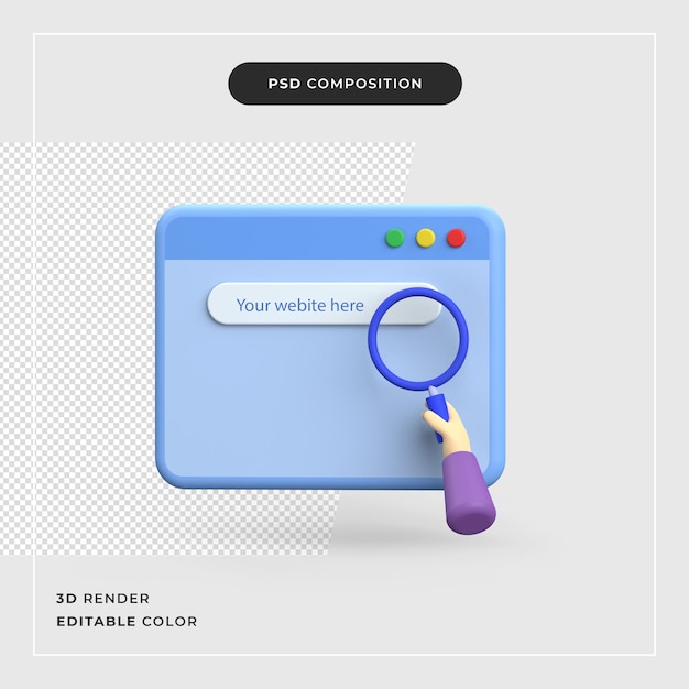 PSD 3d search website concept