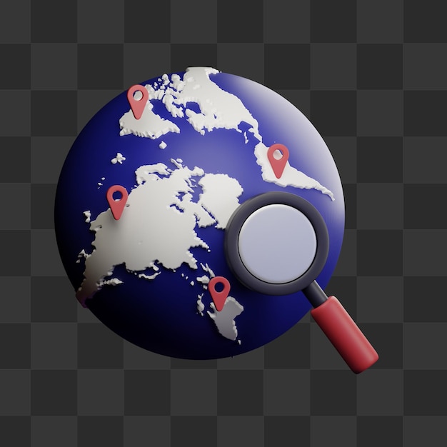 3d search world destination place illustration