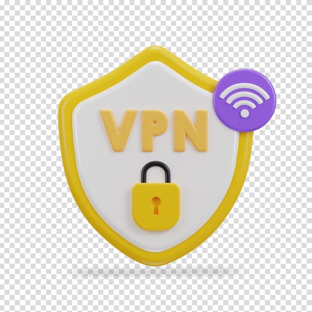 PSD rete vpn 3d sicura con illustrazione vettoriale dell'icona del lucchetto