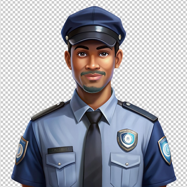 3d security guard on transparent background