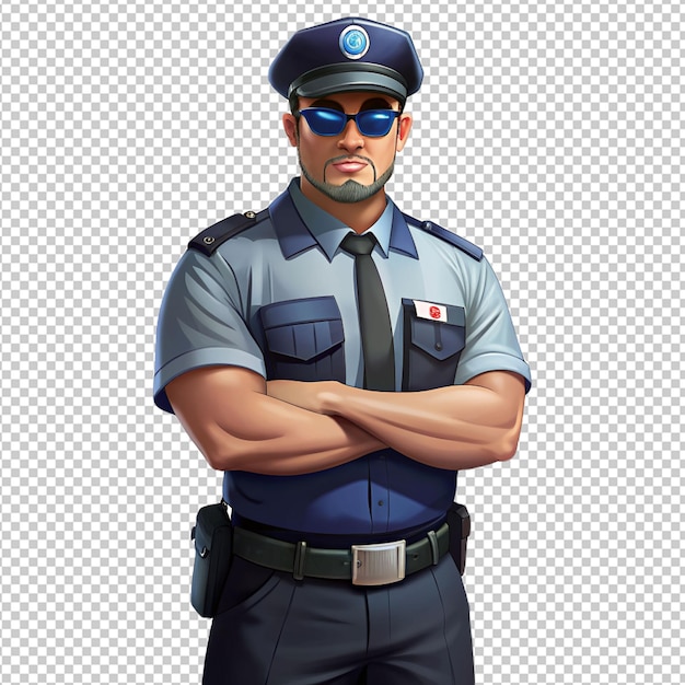 PSD 3d security guard on transparent background