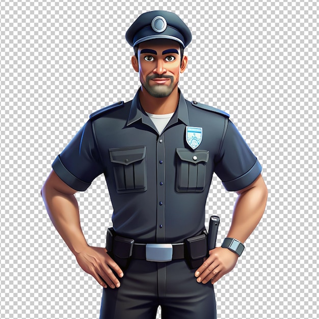 PSD 3d security guard on transparent background