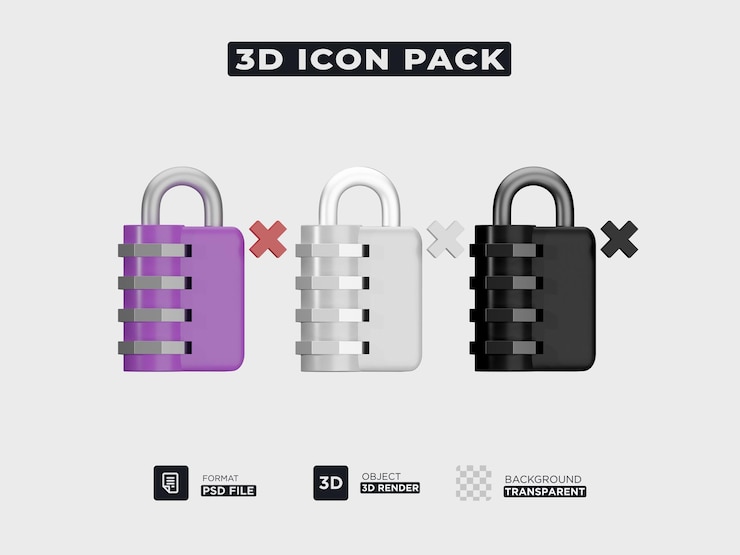 PSD 3d security key icon pack premium psd