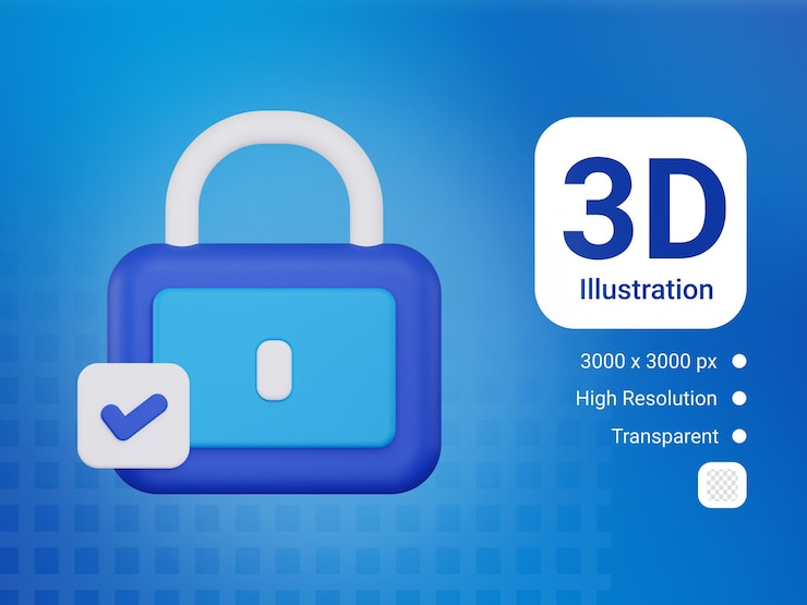 PSD 3d security lock icon