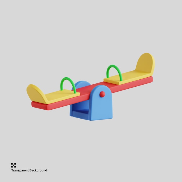 A 3d seesaw illustration for play or balance themes