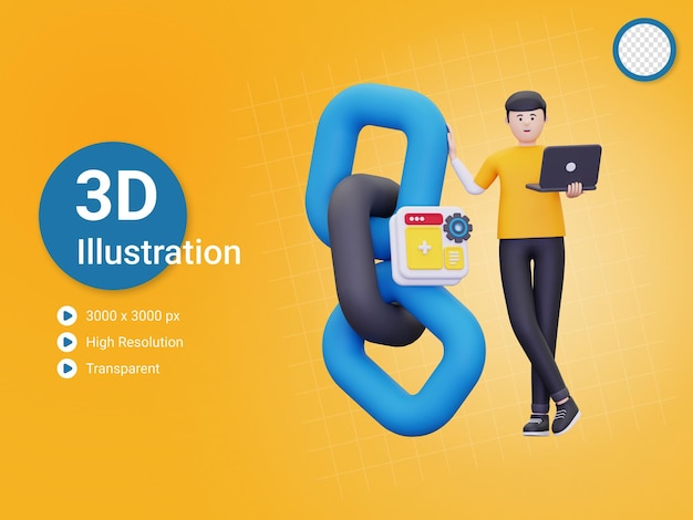 3d seo backlink illustratie