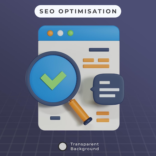 PSD ottimizzazione seo 3d sull'illustrazione del sito web