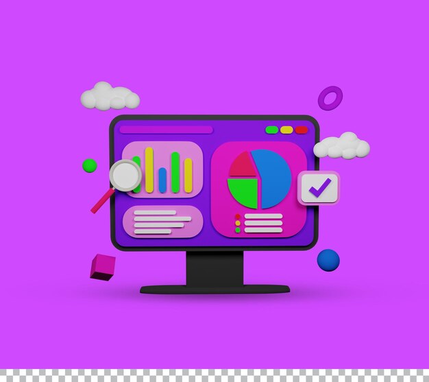 3d seo optimization web analytics data analytics and seo marketing concept 3d render illustration