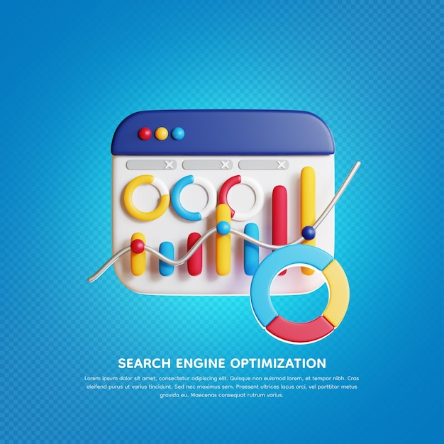 PSD 3d seo search engine optimization concept