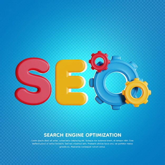 3d seo search engine optimization concept