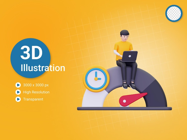 PSD 3d seo web speed illustration