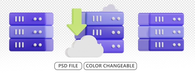 PSD 3d サーバー アイコン データセンターからのデジタル接続にアクセス